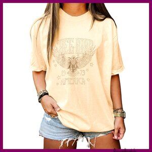 Vintage Oversized Band Tee Retro Graphic Boho Casual Short Sleeve T-Shirt